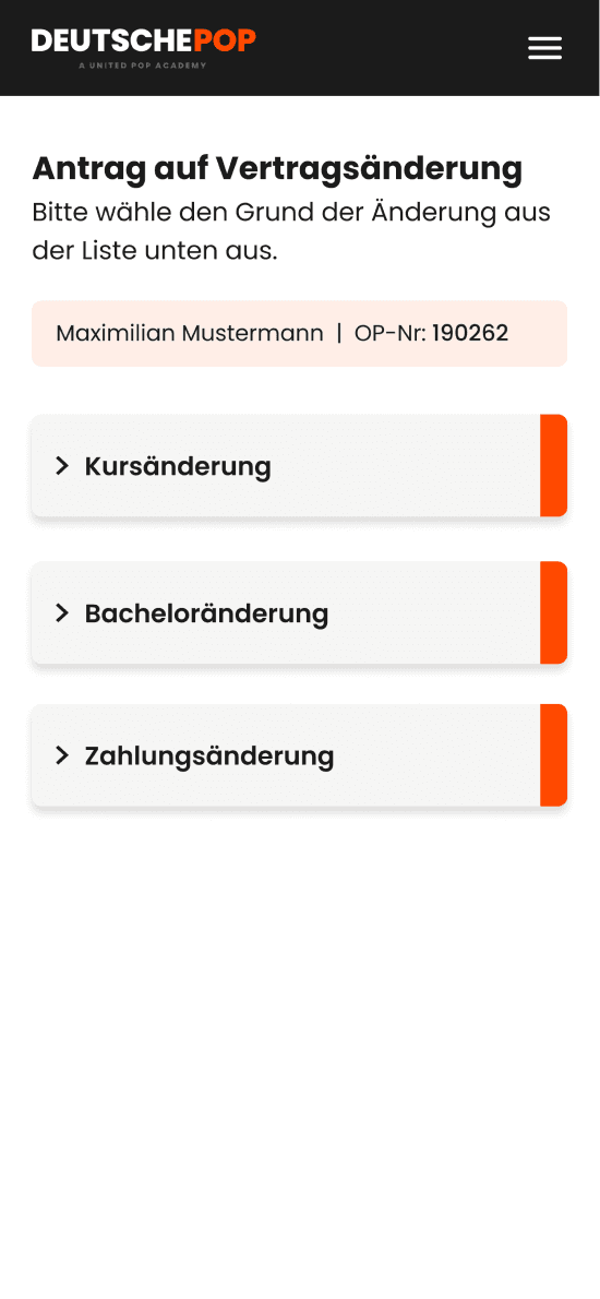 Auswahl Änderungstypen