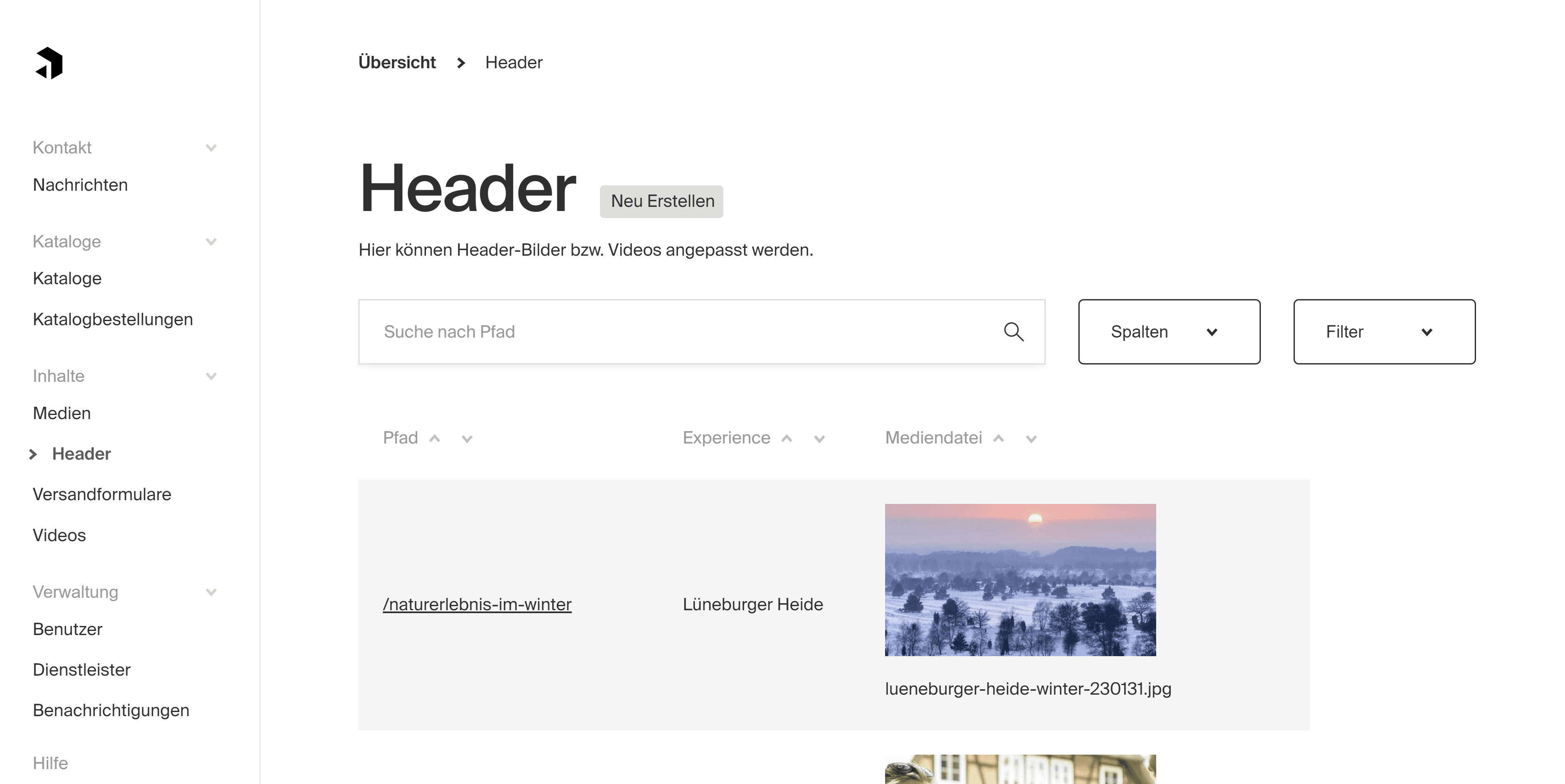 Screenshot des Backoffice (Payload CMS)