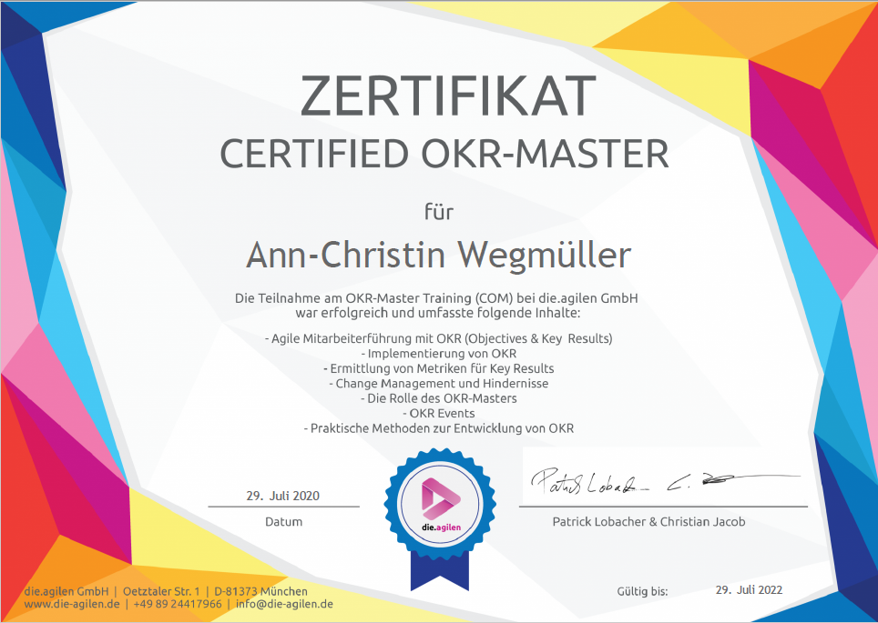Zertifikat - OKR Master