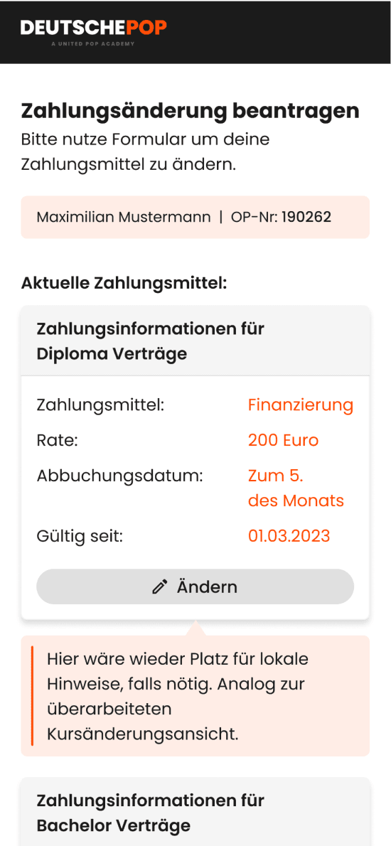 Zahlungsänderungbeantragen
