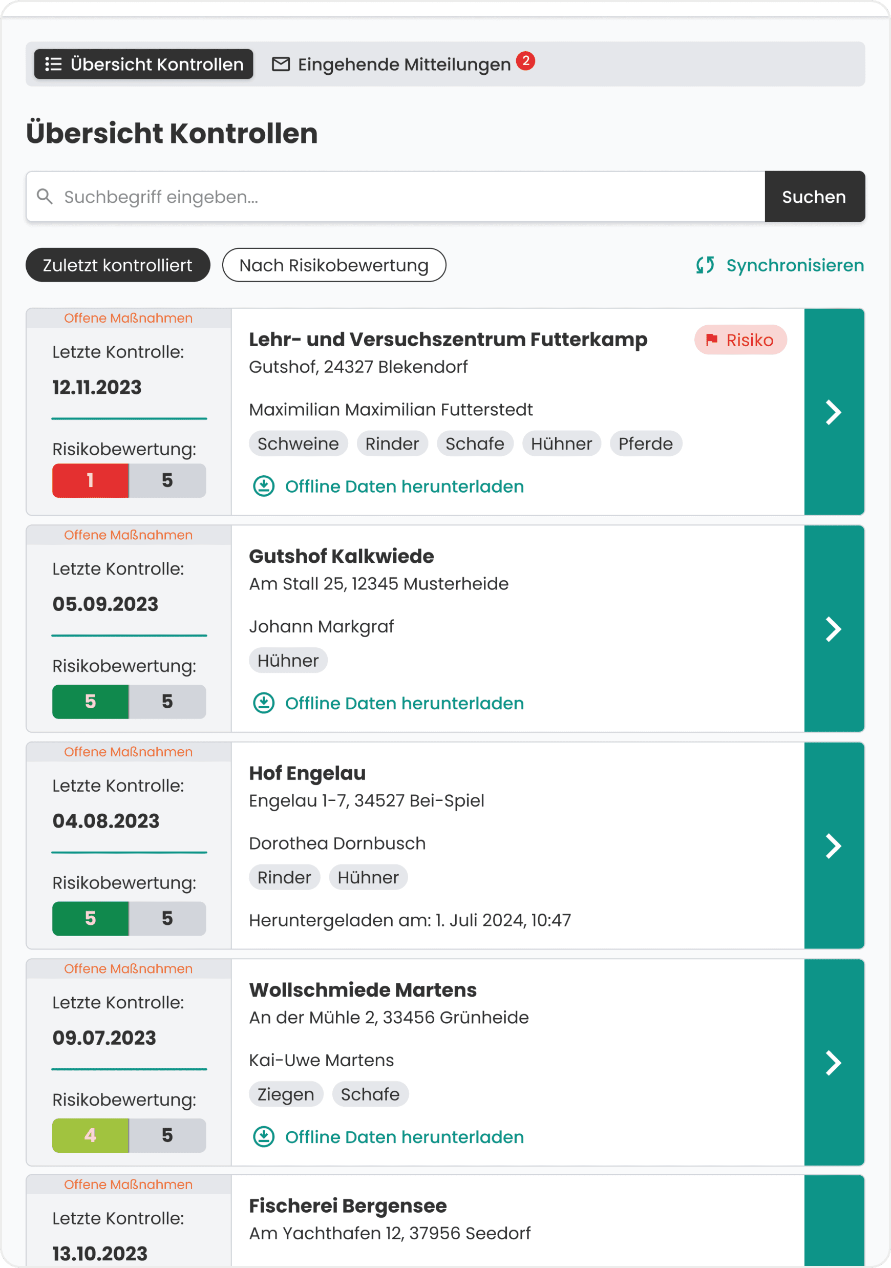Kontrolle in der VetMobil App