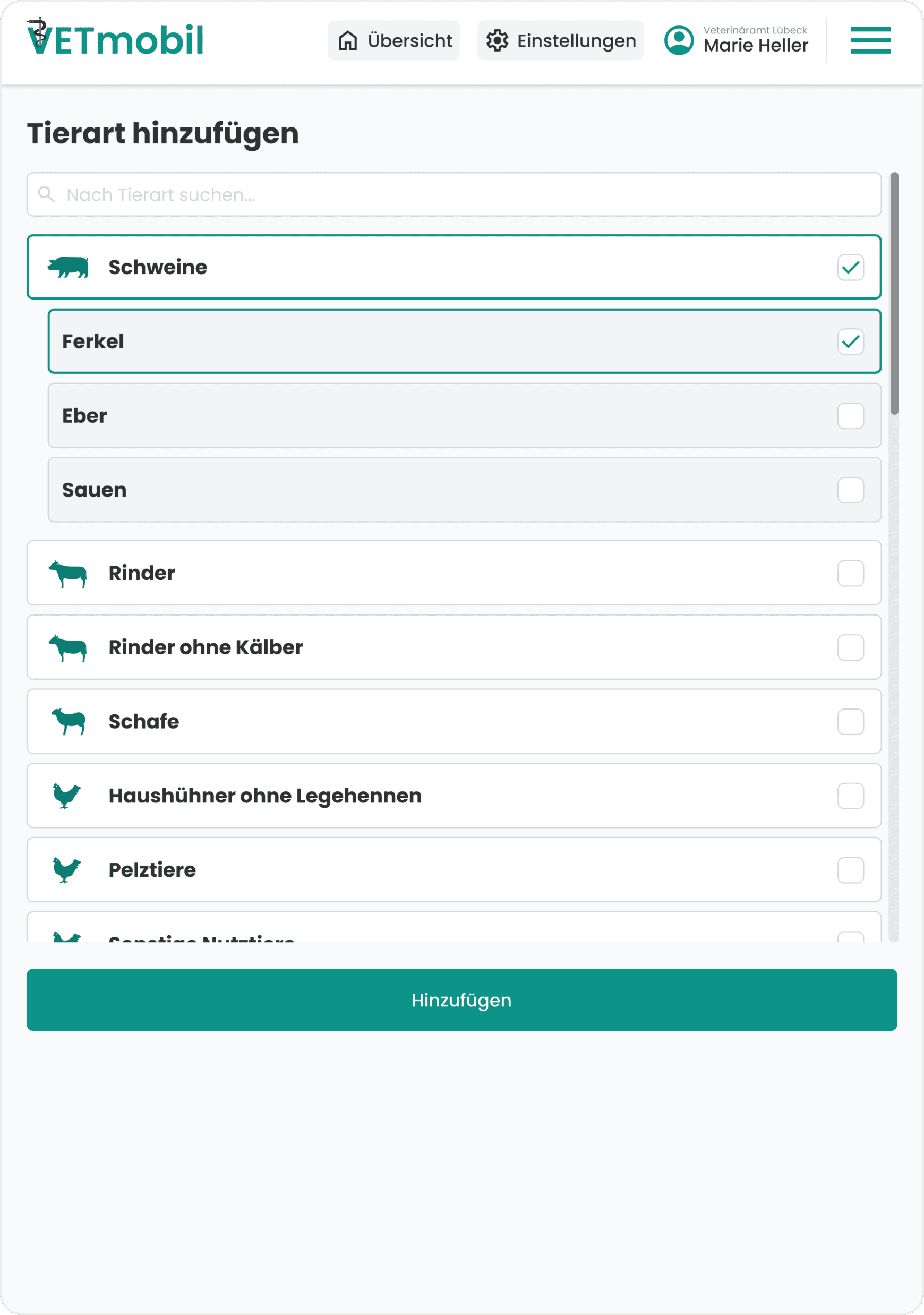 Kontrolle in der VetMobil App